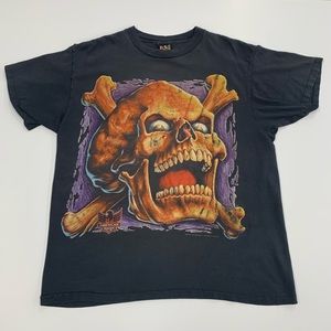 Vintage 3D emblem skull shirt size XL